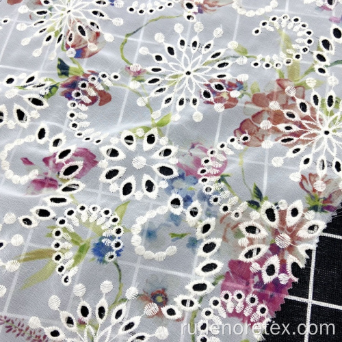 100% полиэстер тканый цветочный принт шифоновая вышивка ткань